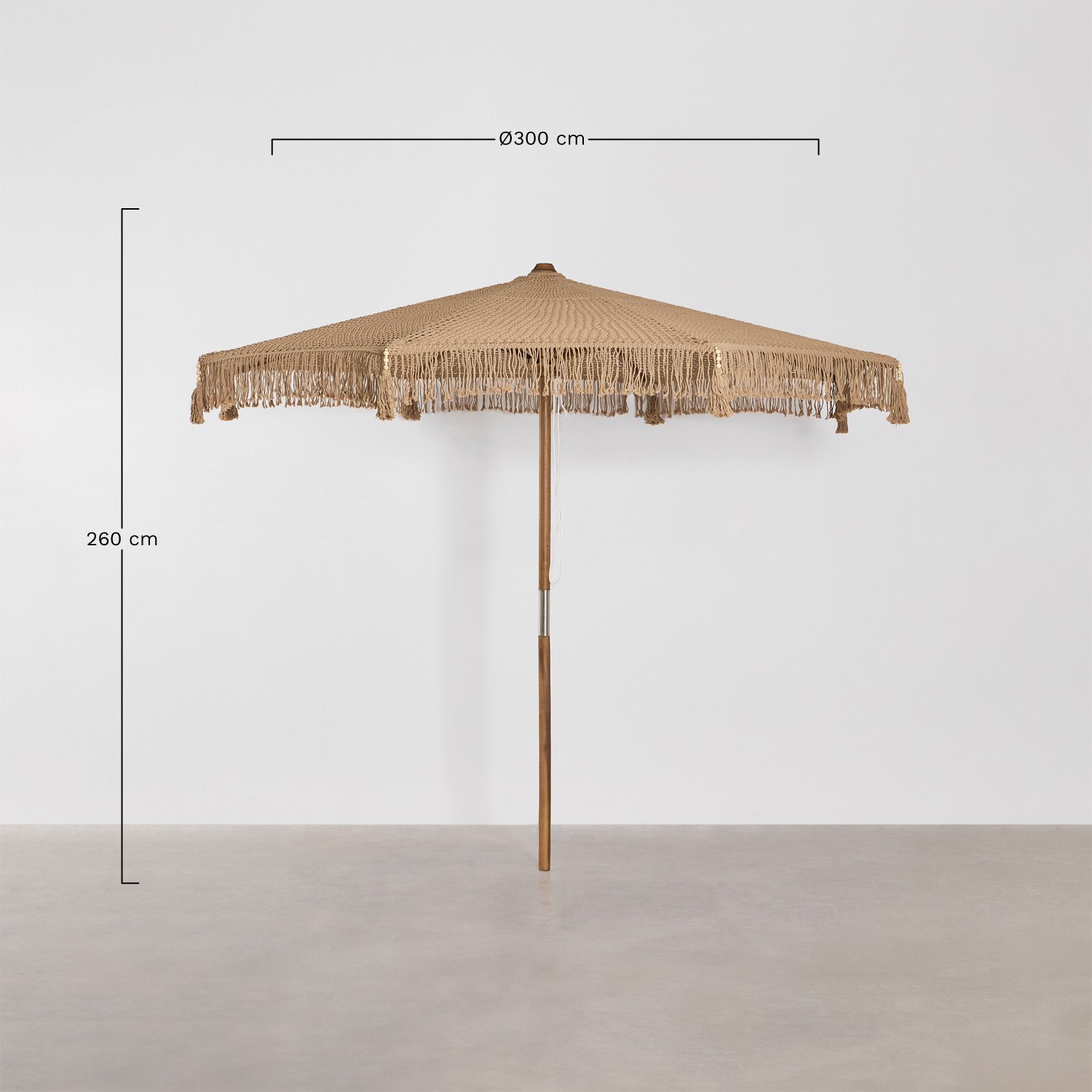 Tongariki teak and cotton parasol, medidas