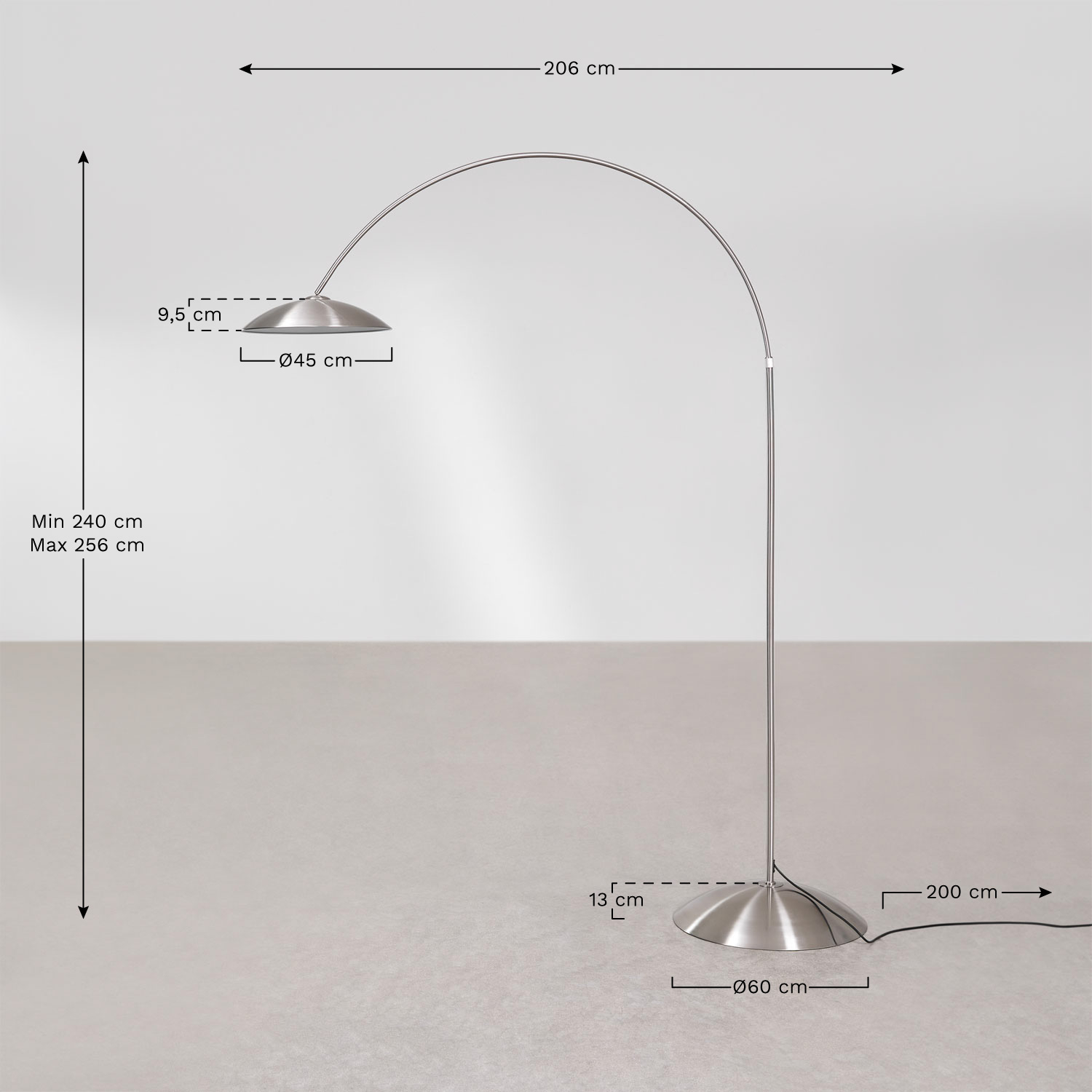 Lomira iron outdoor floor lamp, medidas