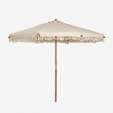Tongariki Teak And Cotton Parasol Ø300 Cm & Tumanggal Blanco - Sklum