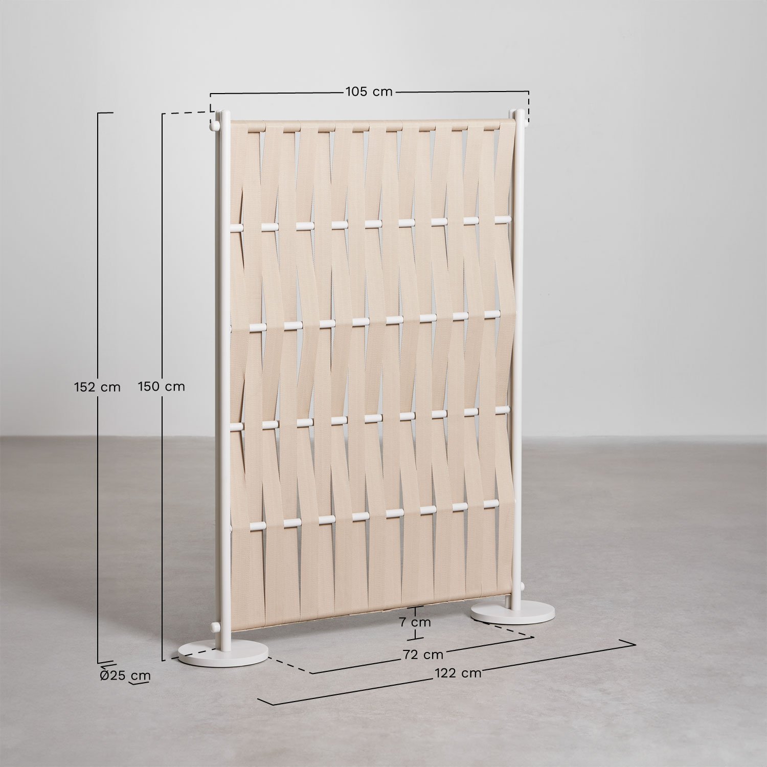 Garden screen in aluminum and rope Tunas, medidas