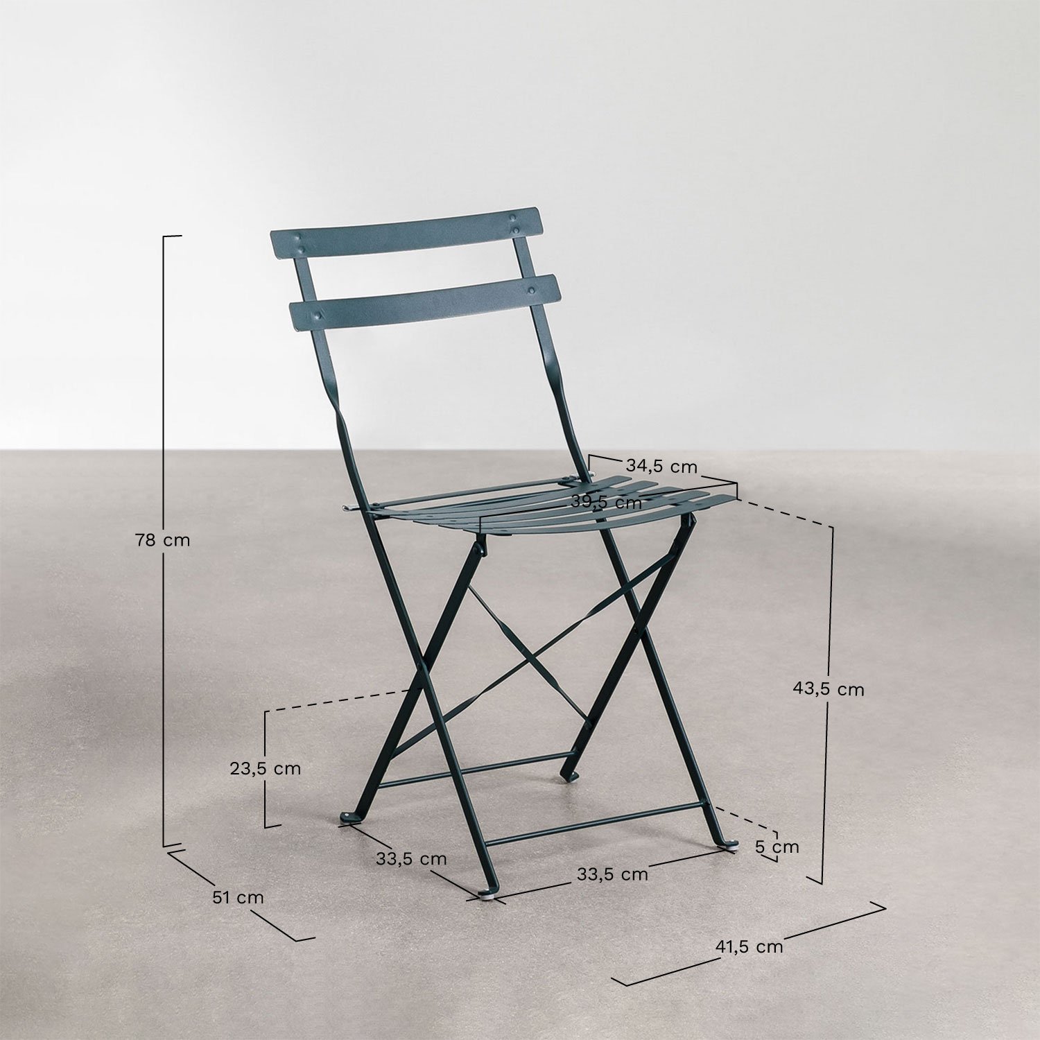 Sergey folding steel kitchen table Ø60 cm, medidas