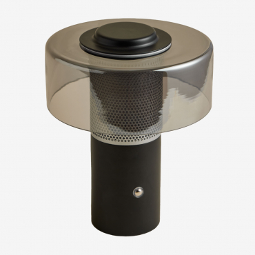 Elfriede Wireless Led Outdoor Table Lamp In Glass And Steel Black - Sklum