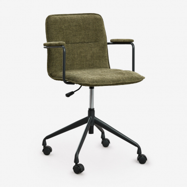 Seifert Office Chair With Wheels And Armrests Black & Chenille Sage Green & Chenille - Sklum