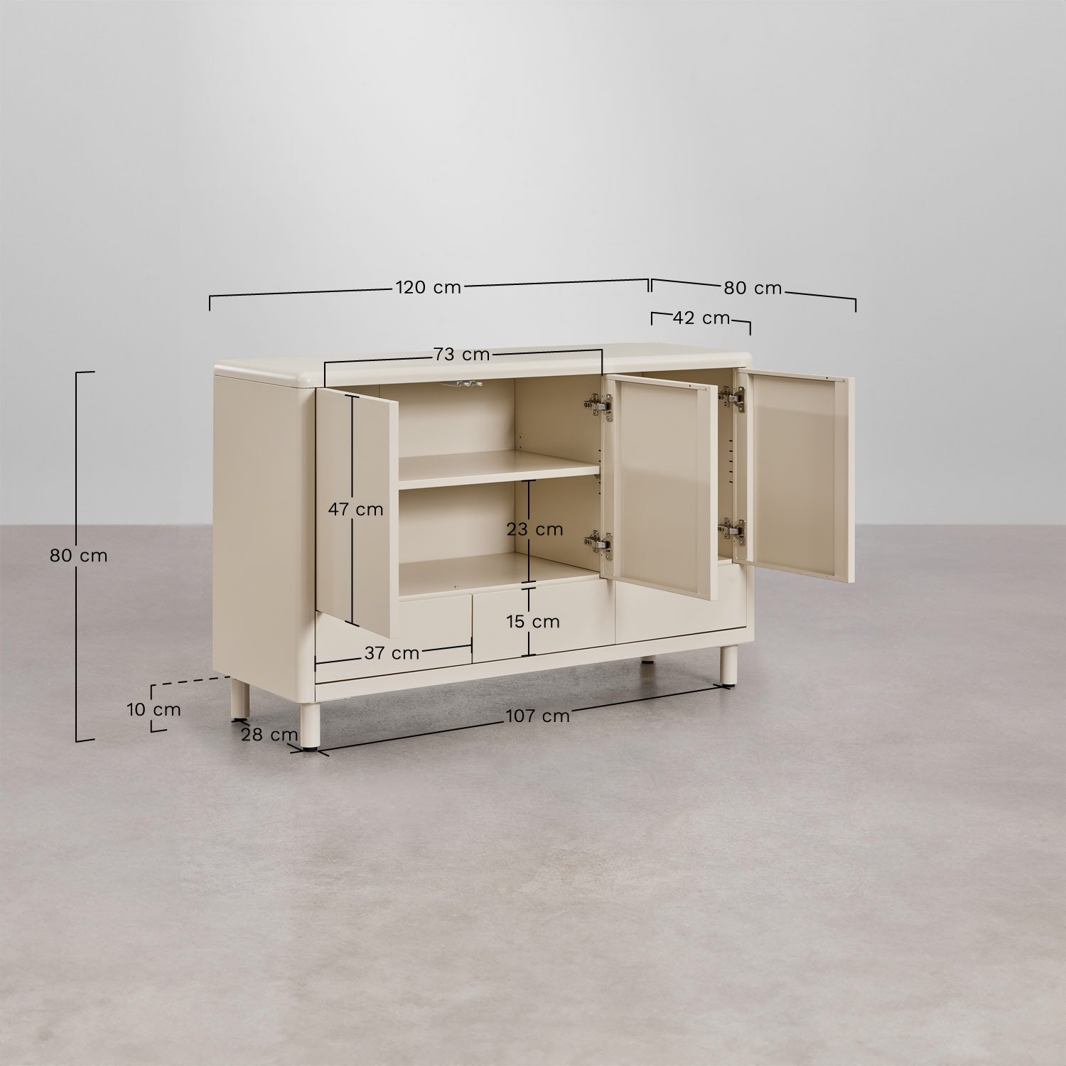 Michigan steel sideboard, medidas