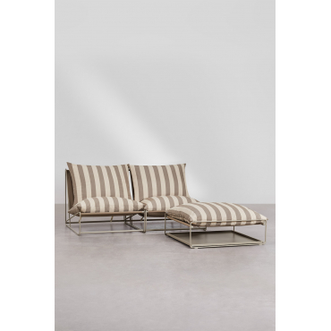 Amaro 2-piece Modular Sofa And Convertible Pouf Tapioca Beige - Brown Frappé - Sklum