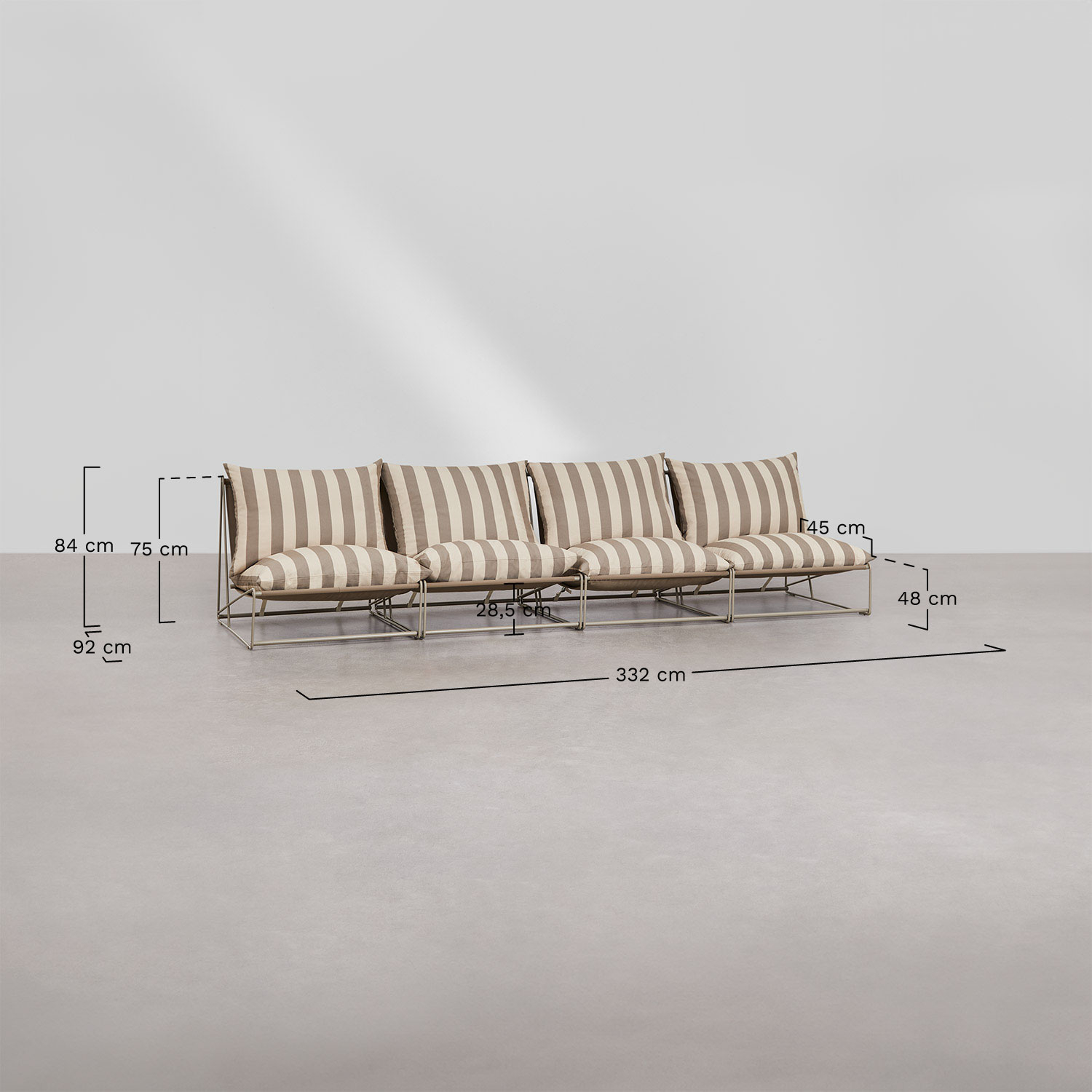 Amaro 4-piece modular garden sofa, medidas