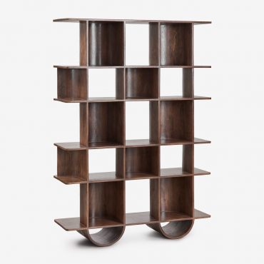 Shelving Unit ↑180 Cm In Flin Wood Dark Handle Wood - Sklum