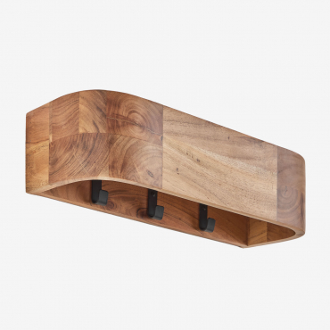 Acacia Wood Wall Coat Rack Frigia Rustic Acacia Brown & ↔︎ 50 Cm - Sklum