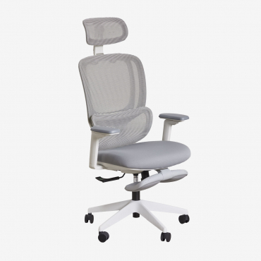 Saubion Office Chair With Wheels, Armrests, And Footrest Light Grey - Sklum