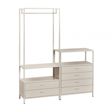 Janine 2-piece Open Modular Wardrobe With Clothes Rack And Drawers Tapioca Beige - Sklum