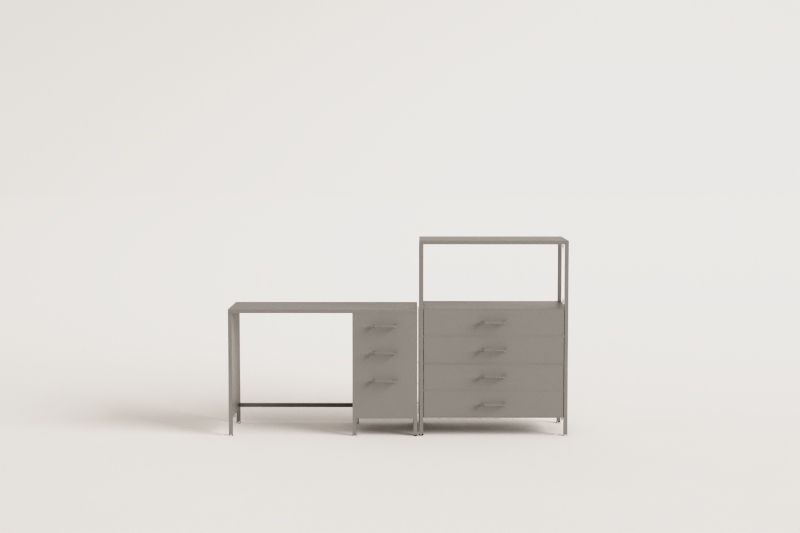 Janine steel desk and drawer set