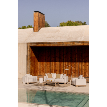 Garden Set With 2-seater Sofa, 2 Armchairs And Coffee Table In Acacia Wood 125x80 Cm Ioanis Light Brown Acacia - Sklum