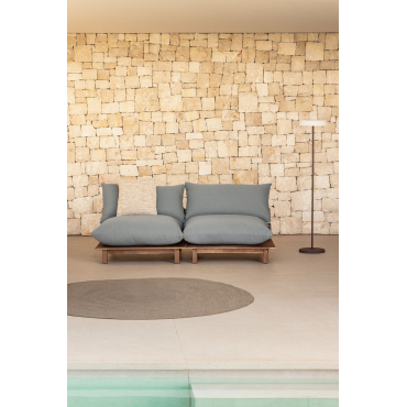2-piece Modular Garden Recliner Sofa In Brina Acacia Wood Grey Anthracite - Sklum