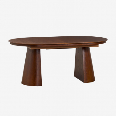 Oval Dining Table 180-240x105 Cm Extendable In Mdf And Montana Oak Veneer Dark Brown Wood - Sklum