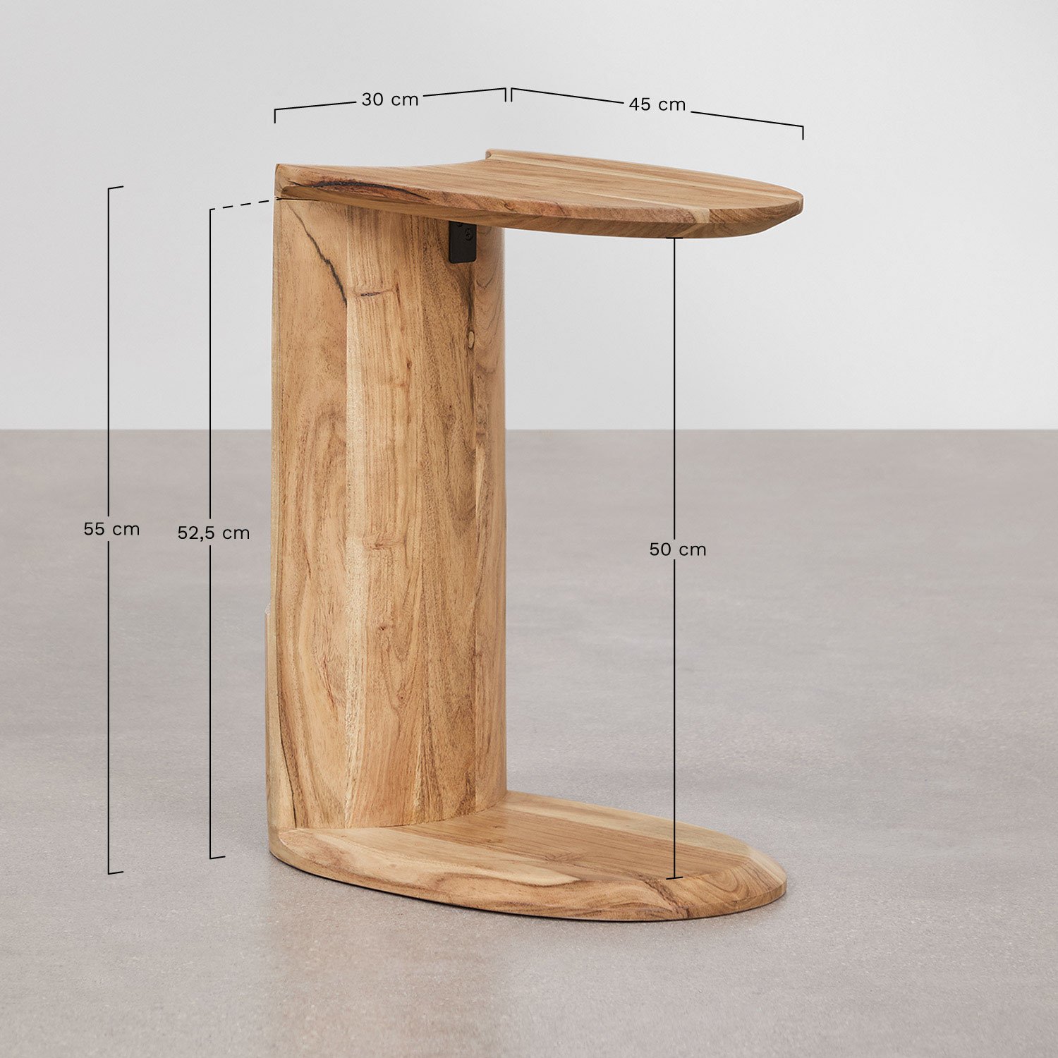 Kenoly wood bedside table 45x30 cm, medidas