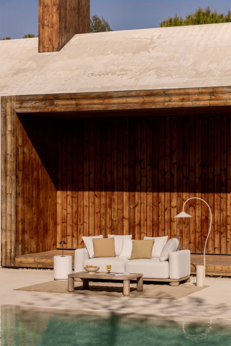 Garden set with 2-seater sofa and 115x70 cm acacia wood coffee table Ioanis