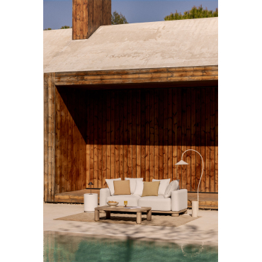 Garden Set With 2-seater Sofa And Coffee Table In Acacia Wood 125x80 Cm Ioanis Light Acacia Brown - Sklum