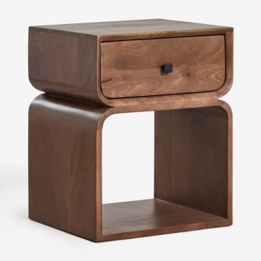 Pack Of 2 Rectangular Bedside Tables 40x35 Cm In Ferni Wood Dark Handle Wood - Sklum