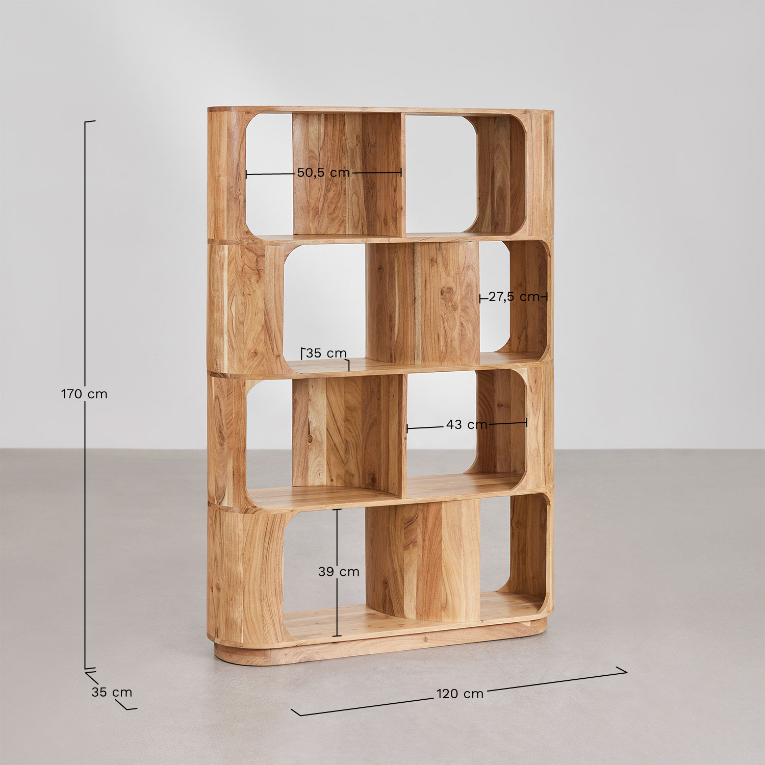 Diepe wooden shelving unit ↑170 cm, medidas