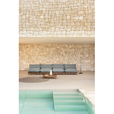 Garden Set With 4-piece Modular Reclining Garden Sofa And Coffee Table In Brina Acacia Wood Grey Anthracite - Sklum