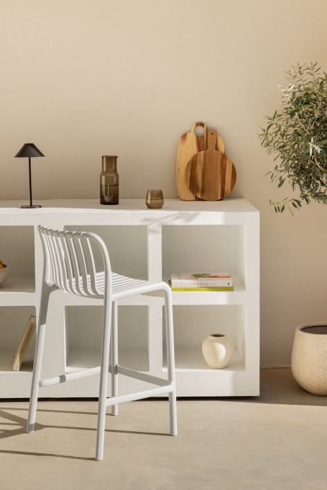 Garden high stool 65 cm stackable in polypropylene gardenia white Wendell - Gardenia White