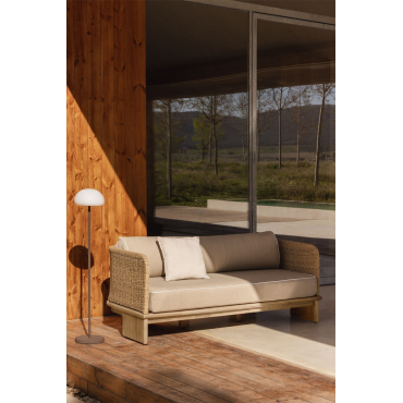 Famara 3-seater Garden Sofa In Rattan And Acacia Wood Light Brown Acacia - Sklum