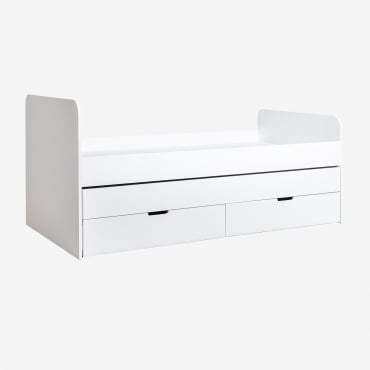 Bed For 90x190 Cm Mattress With 3 Mdf Drawers Janete White & Trundle Bed With Storage & 90 X 190 Cm - Sklum