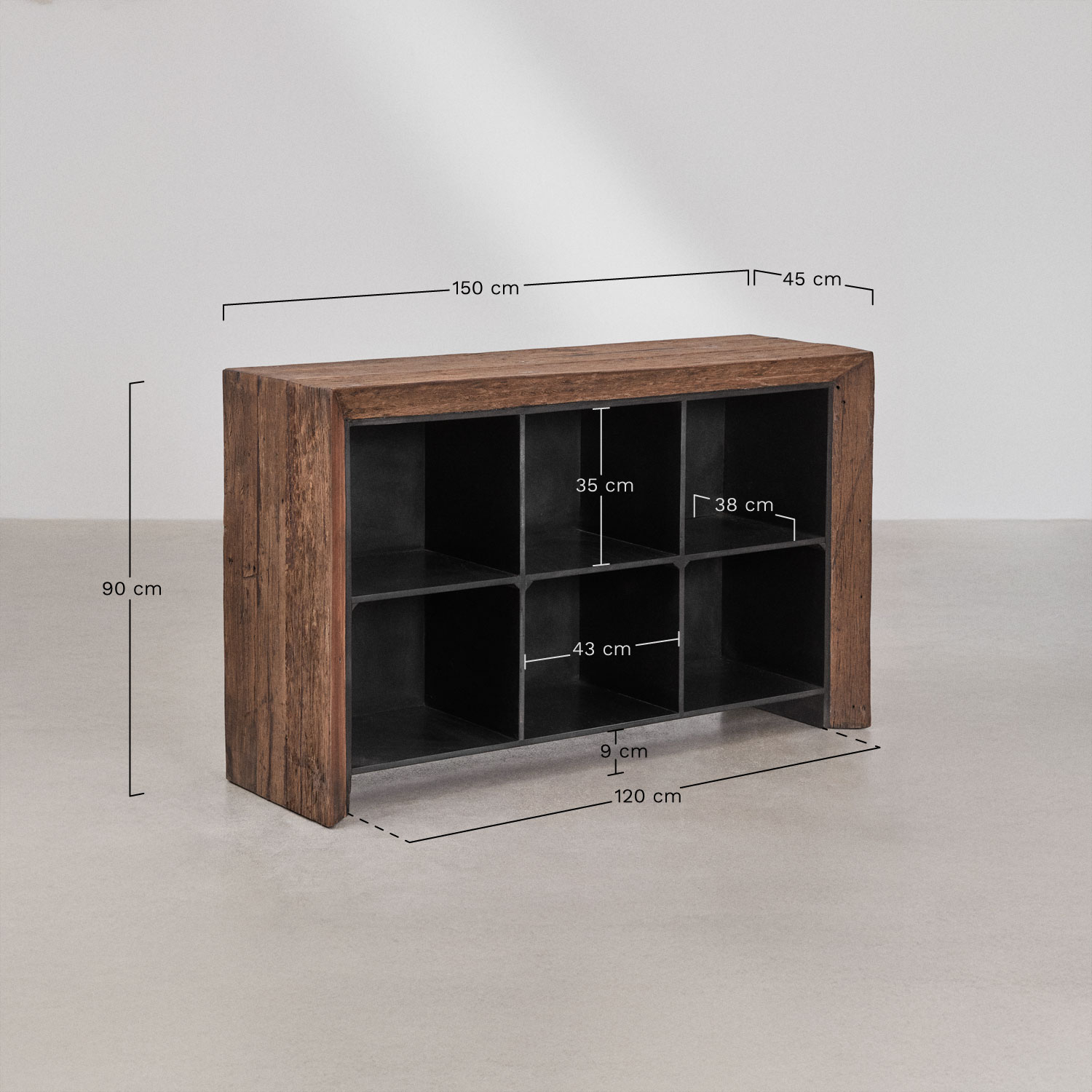 Juvira recycled wood sideboard 150x45 cm, medidas
