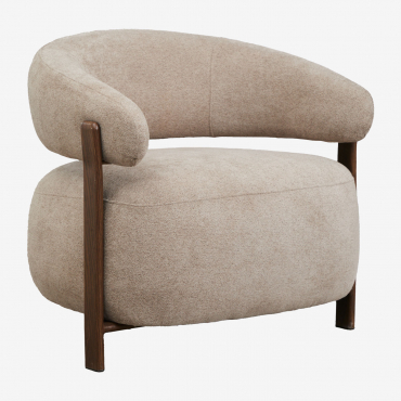 Jolie Chenille Fabric Armchair Brown Dark Brown Wood & Chenille Fabric Brown Wheat - Sklum