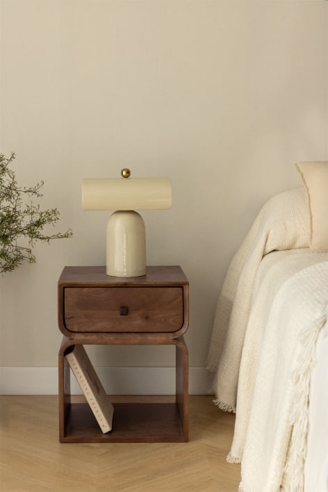 Ferni wooden bedside table 40x35 cm - Dark Handle Wood