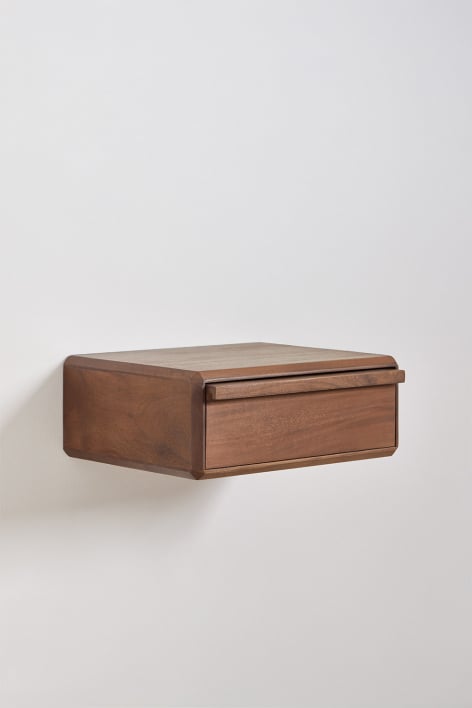 Pack of 2 floating rectangular bedside tables 40x30 cm in Nordilan acacia wood - Dark Acacia Brown