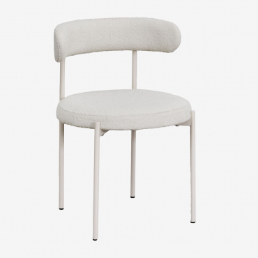 Brim Looped Fabric Dining Chair White Bouclé - Sklum