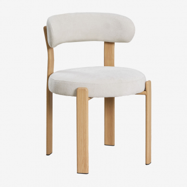 Jolie Chenille Fabric Dining Chair Brown Natural Wood & Cream Beige Chenille - Sklum