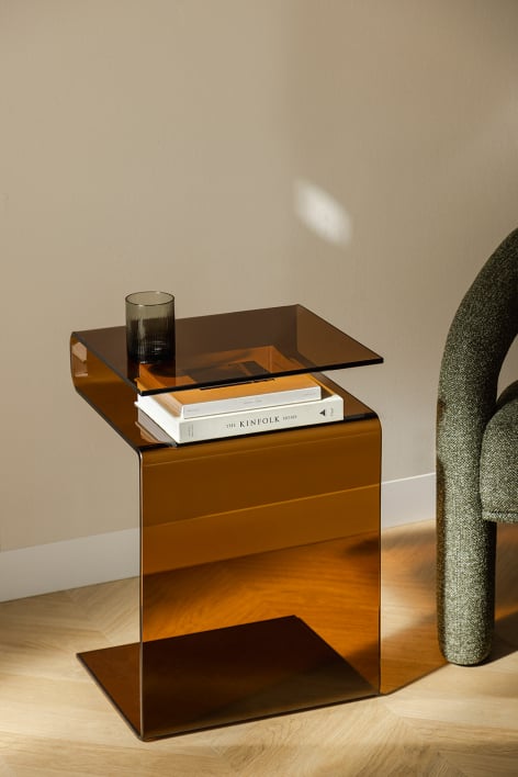 Rectangular side table 40x35 cm in tempered glass Diora