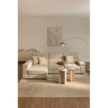 Aramis 3-seater Left-hand Chaise Longue Sofa Fabric Beige - Sklum