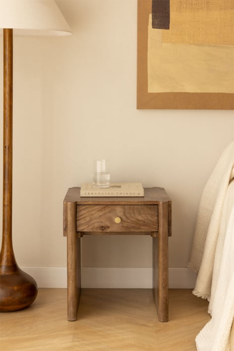 Antonela square nightstand 45x45 cm in mango wood - Mango wood
