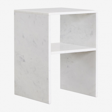 Square Side Table 35x35 Cm In Gabrielle Marble White Marble Banswara - Sklum