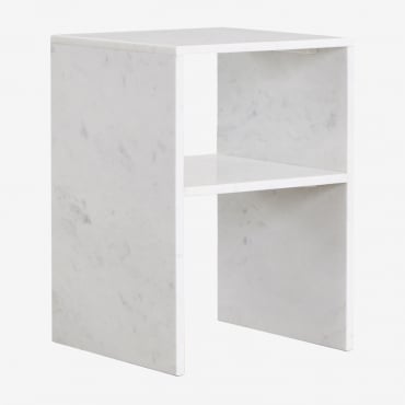 Pack Of 2 Square Bedside Tables 35x35 Cm In Gabrielle Marble White Marble Banswara - Sklum