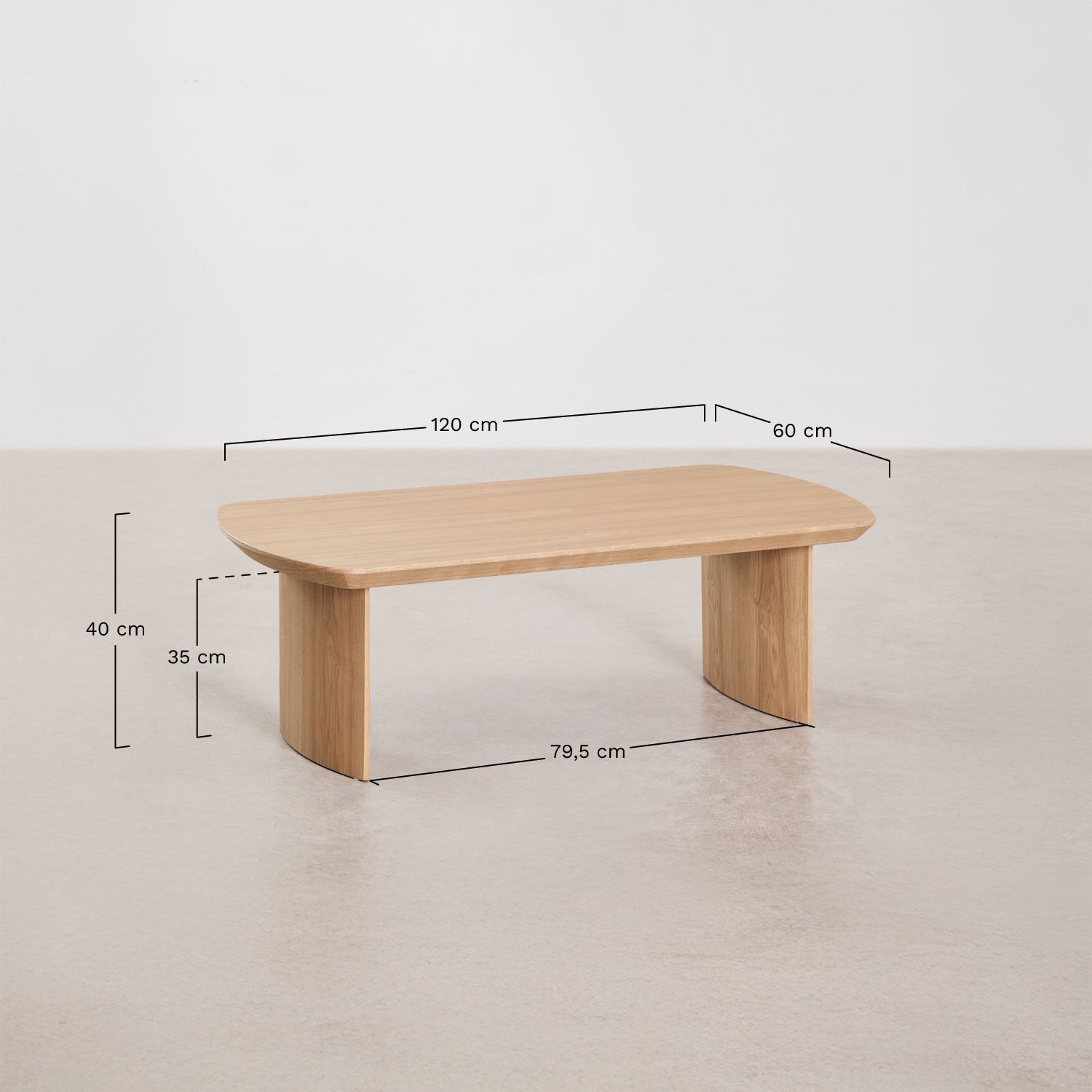 Rectangular coffee table 120x60 cm in MDF Tuareg, medidas