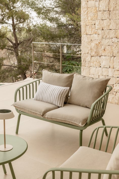 2-seater garden sofa in steel and polypropylene Aradina