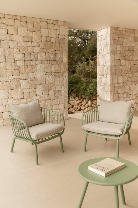 Pack of 2 garden armchairs in steel and polypropylene Aradina