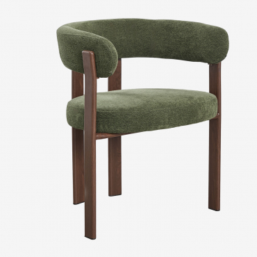 Jolie Chenille Fabric Dining Chair With Armrests Brown Dark Brown Wood & Chenille Sage Green - Sklum