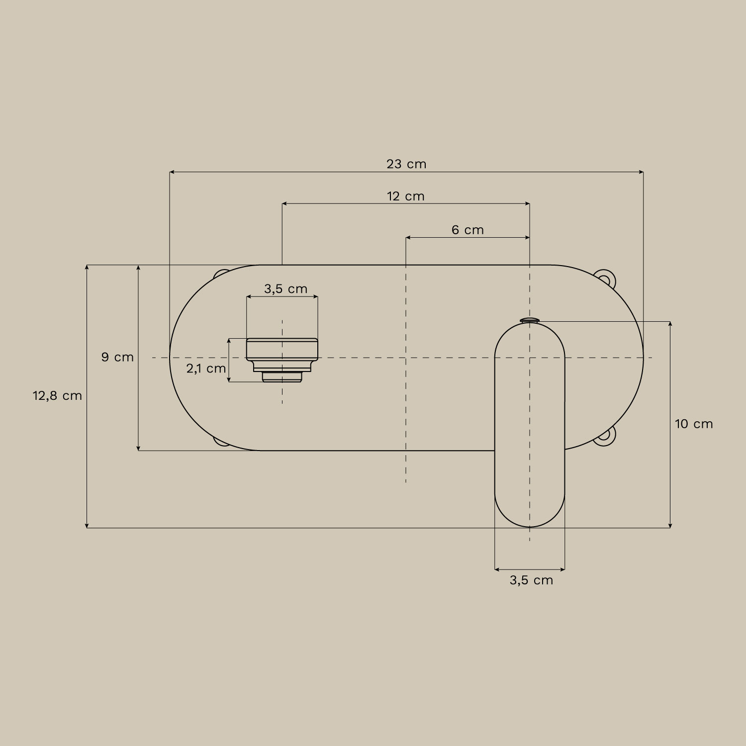 Alameda brass built-in basin tap, medidas