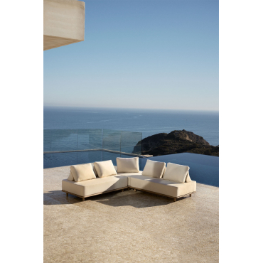 Portet 3-piece Modular Acacia Corner Sofa Garden Set Gardenia White - Sklum