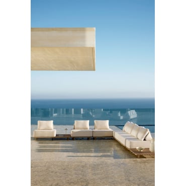 Garden Set With 5-piece Modular Corner Sofa With Side Table And End Table 95x95 Cm In Portet Acacia Gardenia White - Sklum