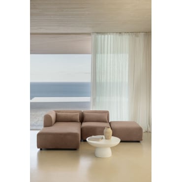 Fogler 2-piece Left Chaise Longue Modular Sofa With Ottoman Corduroy Camel Brown - Sklum