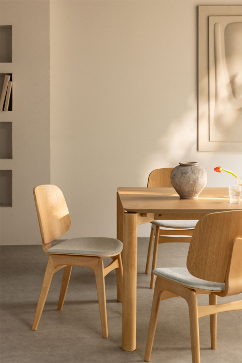 Canada wooden dining chair - Fabric Beige