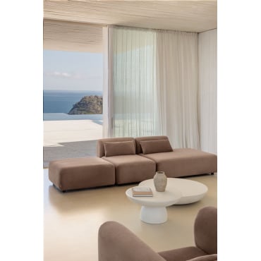 2-piece Modular Sofa With Right-hand Divan And Fogler Pouf Corduroy Camel Brown - Sklum