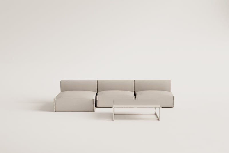 Porto garden set with 3-piece modular chaise longue sofa and coffee table