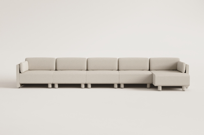 5-piece right-sided chaise longue modular sofa in Artemisa bouclé fabric